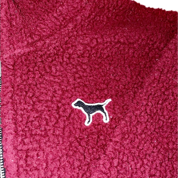 PINK maroon sherpa quarter zip - Picture 2 of 3